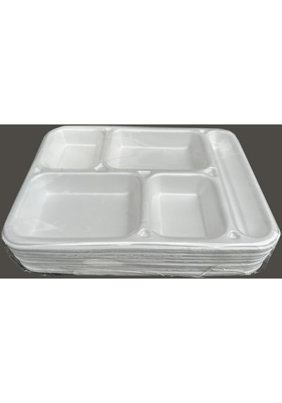 Dağyüce Tek Kullanımlık Köpük 5 Bölmeli Tabldot Köpük Tabak - 26.5x35 Cm. - 10 Adetlik 3 Paket
