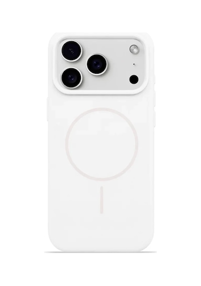 iPhone Uyumlu 17 Pro Max Aura Akıllı Magsafe Animasyonlu Silikon Kılıf Beyaz