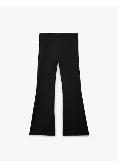 Koton Beli Lastikli Slim Fit İspanyol Paça Tayt Siyah 7wkg40036ak