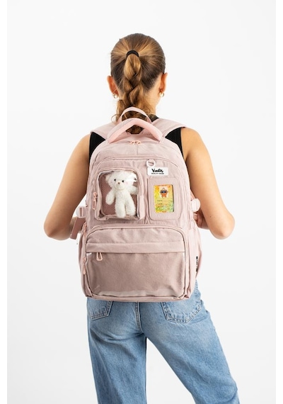 Ventis Maskotlu Unisex Okul Çantası Lise Ortaokul Sırt Çantası 43 30 Cm Çok Cepli Vnt9-a Pembe