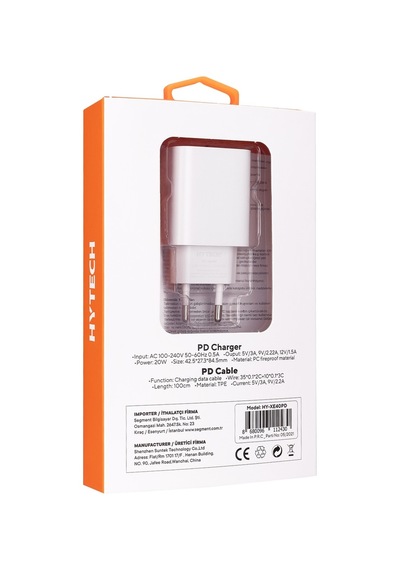 Hytech Hy-Xe40Pd 20W Apple Uyumlu iPhone Hızlı Şarj Adaptörü + Şarj Kablosu