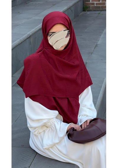 Qalortex Scarf Premium Jakarlı Mira B.boy Eşarp -bordo