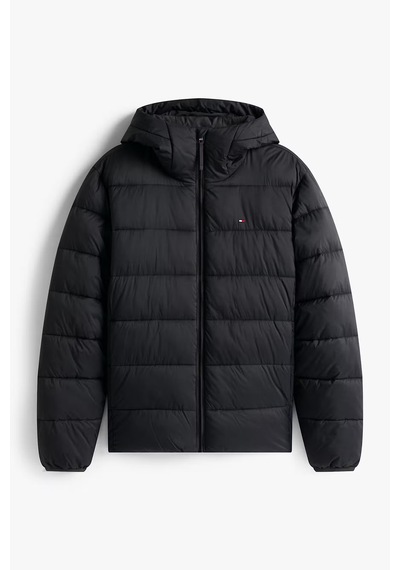 Tommy Hilfiger Erkek Mid Weight Kapüşonlu Jacket Mont - Siyah Triple Black