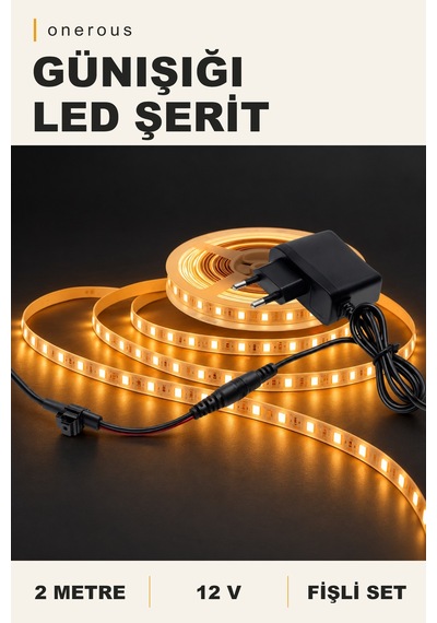 Onerous 2 M 12v Günışığı Led Şerit, Fişli