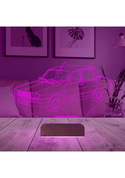 Luvivia Renault 12 Klasik Araba Kişiye Özel 3d Lamba - Masa Gece Lambası Şeffaf