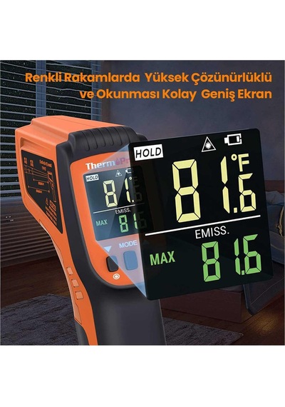 ThermoPro TP450 -50C/+550C Antişok Dual Lazer Endüstriyel Kızılötesi Temassız Termometre
