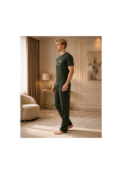 Pijamask Erkek Haki Explore Baskılı Pamuklu Ekose Pantolonlu Uzun Pijama Takımı Rahat Ev Giyim Haki Pijamask Erkek Haki Explore Baskılı Pamuklu Ekose Pantolonlu Uzun Pijama Takımı Rahat Ev Giyim Haki