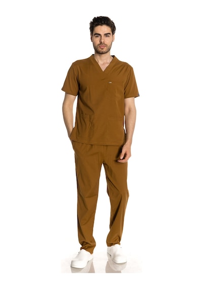 Unisex Likralı Hardal Renkli Scrubs