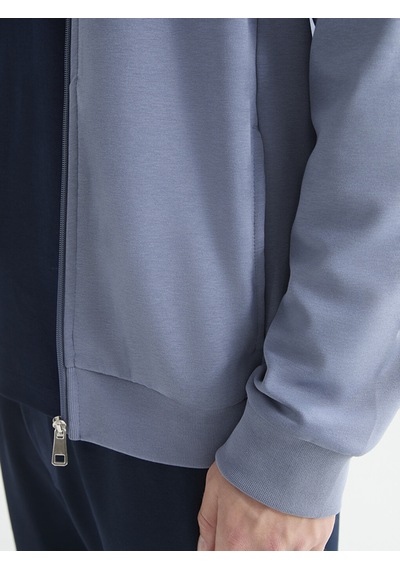 LC Waikiki Lc Waıkıkı Mavi Rahat Kalıp Dik Yaka Erkek Fermuarlı Sweatshirt
