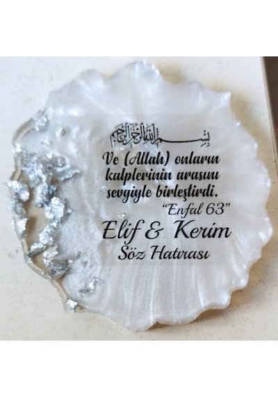 Epoksi Magnet 25 Ad Gümüş Söz Nişan Nikah Düğün Sünnet Hediye