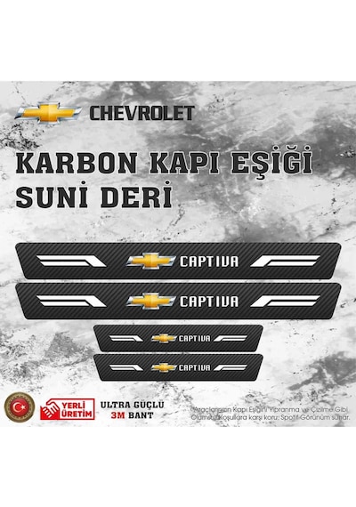 Captiva Uyumlu Deri Karbon Kapı Eşiği Koruyucu Bant 4 Adet