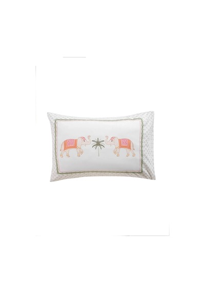 Karışık Fil Baskılı Pamuklu Yastık Kılıfı 50x70 Cm 2'li Çok Renkli