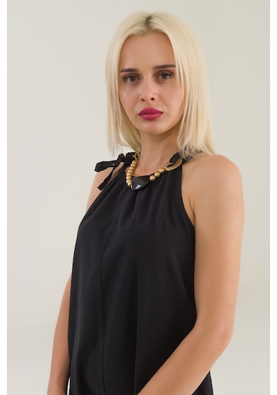 Bold & Young Kadın Indigo Siyah Boyundan Bağlamalı Celpli Elbise 3010 Bold & Young Kadın Indigo Siyah Boyundan Bağlamalı Celpli Elbise 3010
