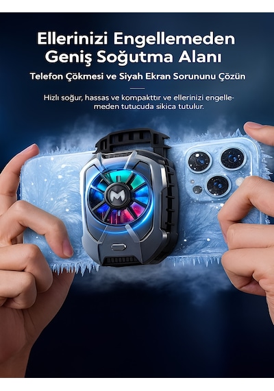 Rgb Işıklı Mobil Cep Telefon Radyatör Fanı Youtube Canlı Yayın Tiktok Gamer Soğutucu