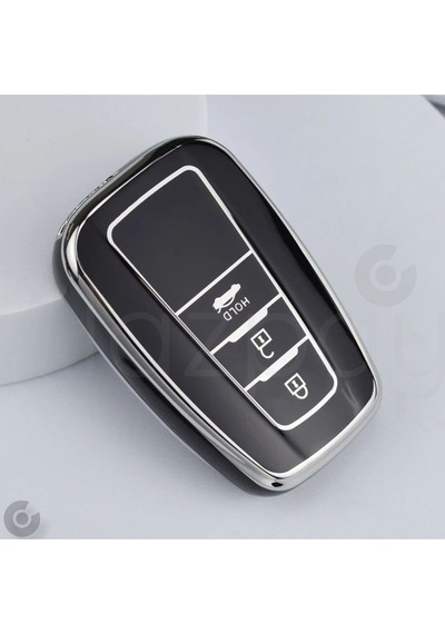 Toyota Corolla Rav4 Land Cruiser Camry Prado C-hr Tpu Anahtar Kılıfı Siyah Gümüş