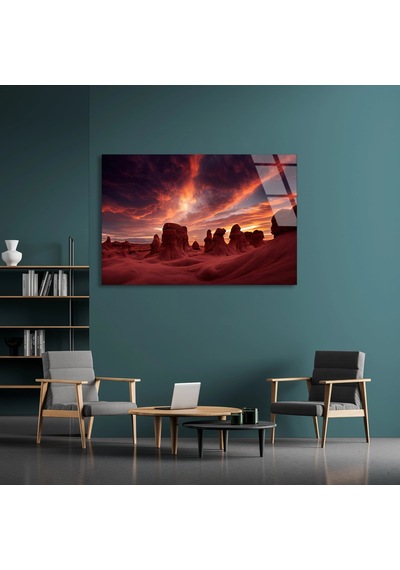Çöl Kaya Manzarası - Cam Tablo - Deg1318 125 X 80 Cm