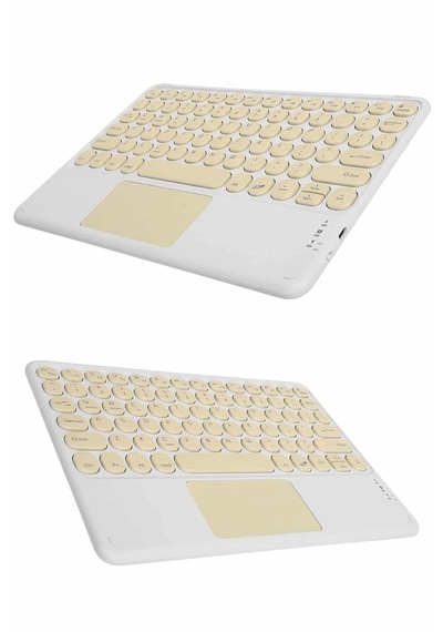 Hubrendy Tekno Touchpad Tüm Cihazlara Uyumlu Bluetooth Klavye Touchpad Slim Kablosuz Wifi Q Klavye