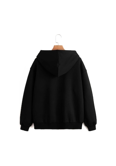 Çello Mello Kapüşonlu Fermuarlı Sweatshirt Siyah Siyah