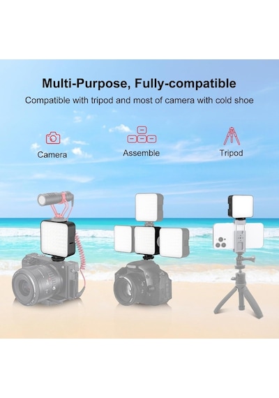 Tr Mini Tripod, Telefon Tutucu, Kumanda Ve Puluz Pu529b 64 Led Light 5 Watt Işık Masaüstü Vlog Canlı Yayın, Selfie