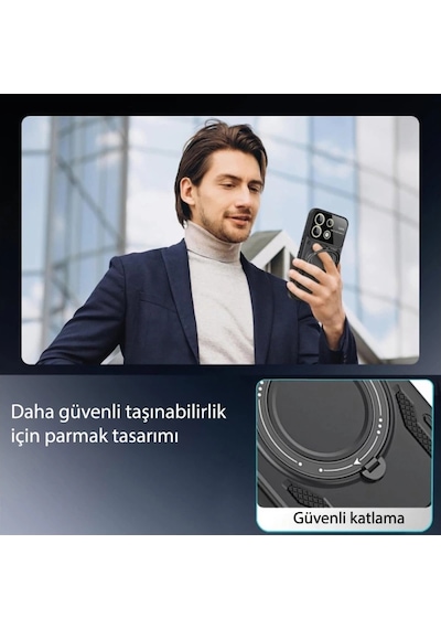 Xiaomi Redmi 13c Kılıf Joy Lens Standlı Kapak - Lacivert Düz Renkli