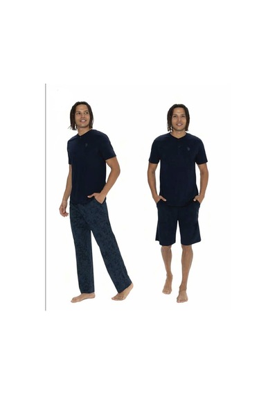 U.s. Polo Assn. Erkek 3'lü Düğmeli Pijama Takımı Lacivert