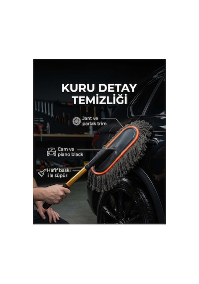 Teleskopik Oto Cila Toz Ve Wax Fırçası Uzatılabilir Saplı