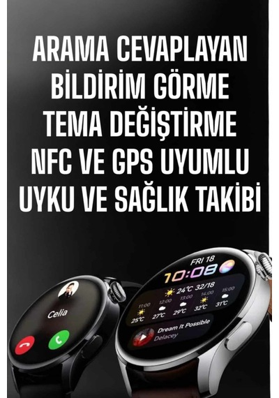Akıllı Saat Bildirim Görme Amoled Ekran Gps Uyumlu Sesli Görüşme