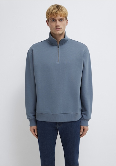 Mavi - Yarı Fermuarlı Mavi Basic Sweatshirt 0s10419-80889 Mavi