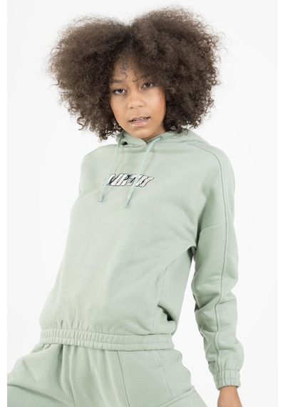 Maraton Sportswear Comfort Kadın Kapşonlu Uzun Kol Basic Açık Yeşil Sweatshirt 22973-açık Yeşil