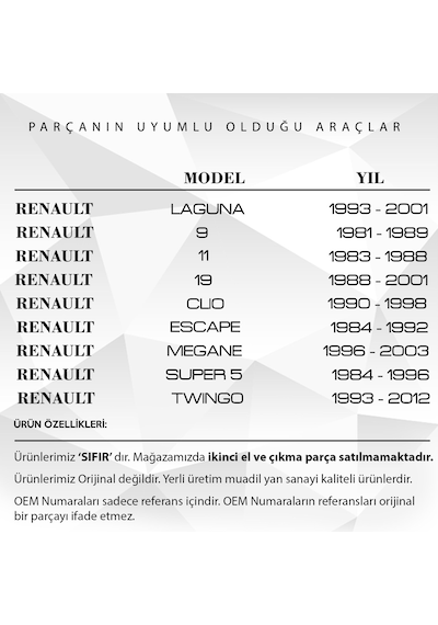 Renault Laguna, Clio, Megane, 9, 11 İçin Debriyaj Pedal Lastiği