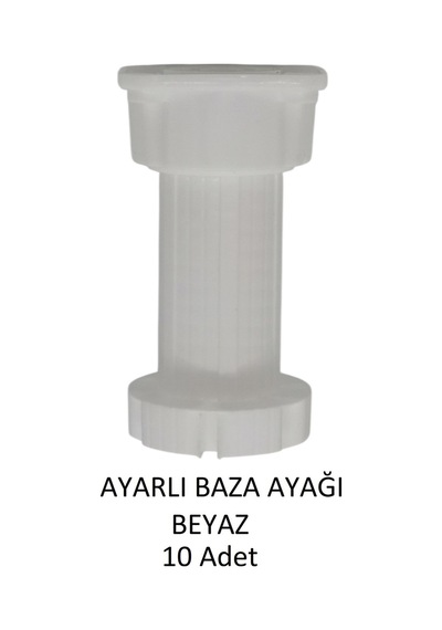Ayarlanabilir Plastik Baza Ayağı 10-15 Cm, Beyaz, Çok Amaçlı Dolap Ayağı 10 Adet Beyaz