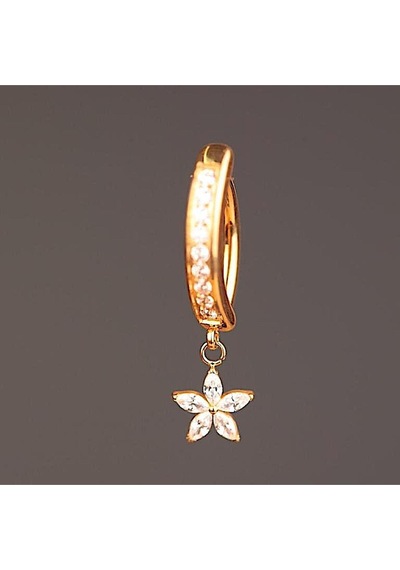 %100 G23 Titanyum Yıldız Çiçek Sallantılı Klips Göbek Piercing Ultraliğht 10 Mm Göbek Piercingi Lacivert