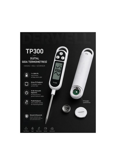 Dijital Tp300 Mutfak Termometresi Bebek Maması, Süt Ve İçecek Sıcaklığı Ölçüm Cihazı Otomatik Kapanmalı Güvenli Isı Ölçer Ev Tipi Hassas Gıda Termometresi Pil Dahil Ekonomik Hızlı Ölçüm