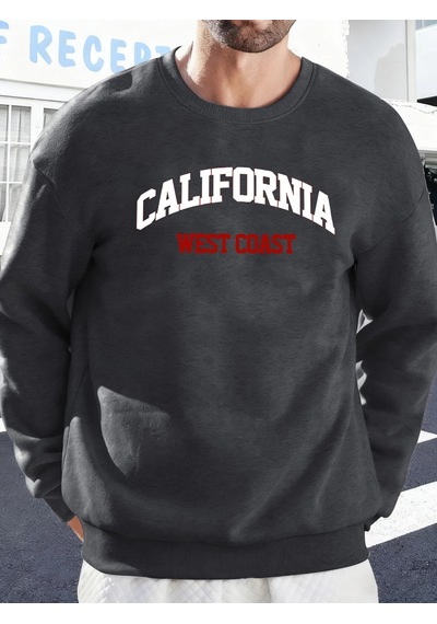 Startmore Tarzsokak Kaliforniya Batı Yakası Baskılı Sonbahar Kazak Çift Spor Polar Sweatshirt Sokak Modası Sokak Antrasit