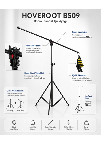 Hoveroot Bs09 Boom Stand Profesyonel Işık Ayağı Ve Boom Stand Diğer