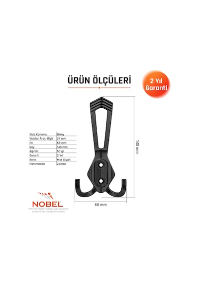 Has Portmanto Askısı, Metal Vestiyer Askısı, Matsiyah, Duvar Ve Dolap Askılığı 5'li Set Vidalı Matsi Yah