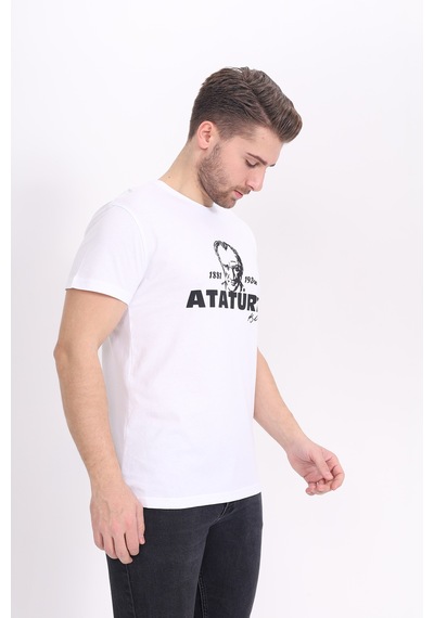 Toontoy Unisex Atatürk Baskılı Tişört Beyaz