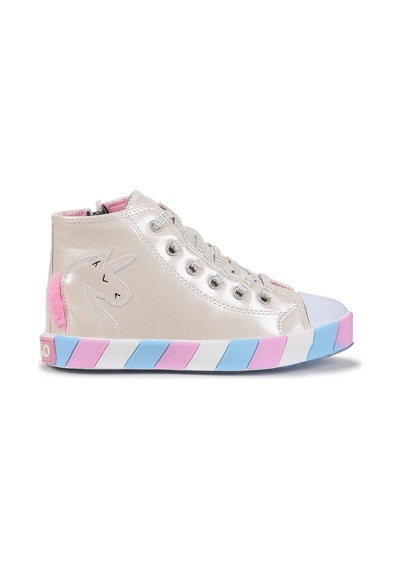 Kiko Kids Unicorn Fermuarlı Kız Çocuk Spor Ayakkabı Gümüş