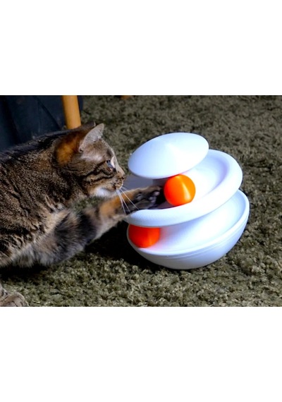 Buradabulabilirsin 3d Baskı İki Toplu Kedi Oyuncağı Kule Etkileşimli Kedi Oyun Kulesi Toplu Parkur - Beyaz Bbz