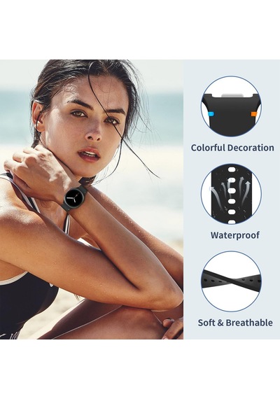 Caseonn Samsung Galaxy Watch 8 Classic 46mm Kordon Dikiş Detaylı Esnek Silikon Kayış Bej