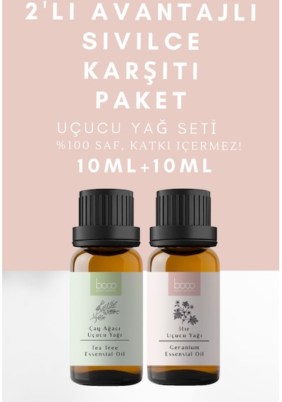 Boco Born In Cosmetics Akne ve Sivilce Karşıtı Çay Ağacı + Itır %100 Saf Uçucu Yağı 2 x 10 ML