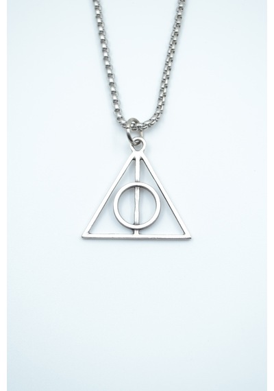 Harry Potter Ölüm Yadigarları Üçgen Örme Zincir Kolye Gümüş