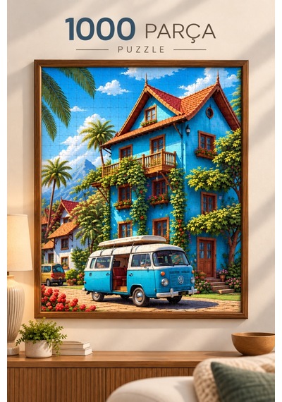 1000 Parça Mavi Karavan Puzzle 48 X 68 Cm Yüksek Baskı Kaliteli Eğlenceli Puzzle