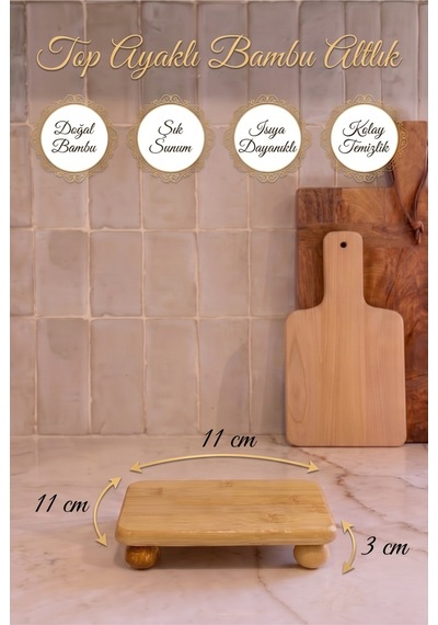 Modern Tasarım Akasya Kapaklı Vakumlu Cam Sürahi Ve Top Ayaklı Bambu Altlık Seti Şeffaf