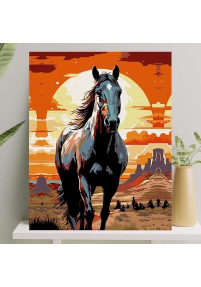 Sayılarla Boyama Tuval Seti Fırça Boya Dahil Çıtalı 40x50 Cm - Siyah İnci