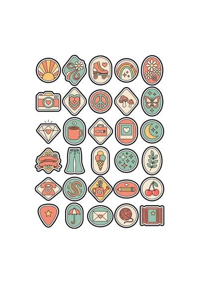 Retro Vintage Sticker Seti 150 Adet - 5'li Mega Paket No13 - Laptop Defter Ajanda Çok Renkli