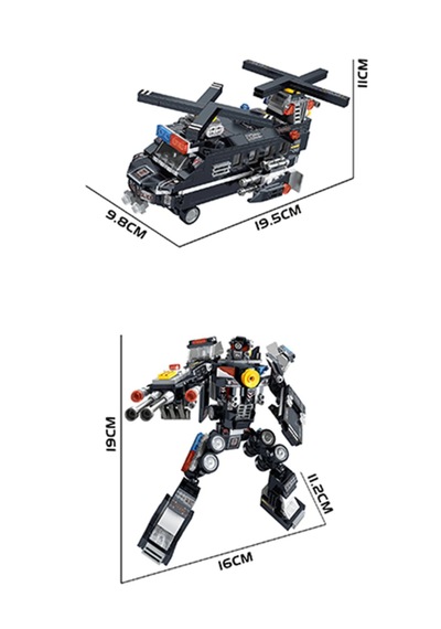 8in2 Dönüşebilen Robot Ve Polis Araçları Blok Seti - 738 Parça