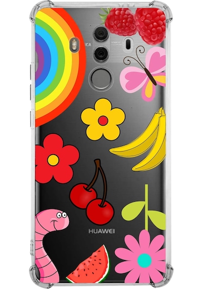 Prinrify Huawei Mate 10 Pro Uyumlu Water Color 5 Baskılı Şeffaf Köşe Korumalı Antişok Kılıf Şeffaf