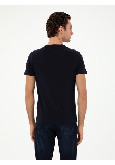 Lacivert Slim Fit Bisiklet Yaka Merserize Basic T-shirt