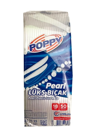 Poppy Plastik Lüks Tek Kullanımlık Bıçak - 18 Cm. - Şeffaf - 50 Adetlik 10 Paket Şeffaf